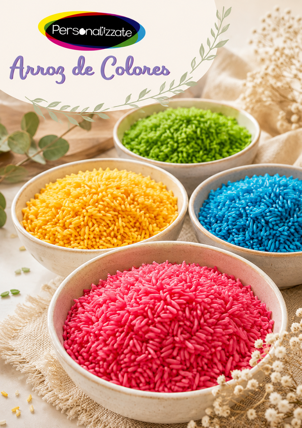 Arroz de colores para bodas por Kilos