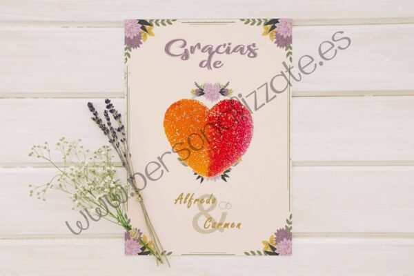 Tarjetas de agradecimiento corazon Camellium