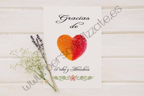 Tarjetas de agradecimiento corazón Cádiz