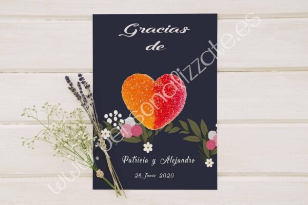 Tarjetas de agradecimiento corazón Moon