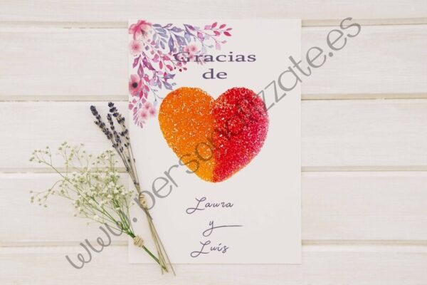 Tarjetas de agradecimiento corazón Mellea