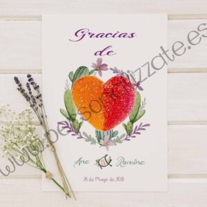 Tarjetas de agradecimiento corazón Cactus