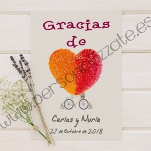 Tarjetas de agradecimiento corazon Bicycle