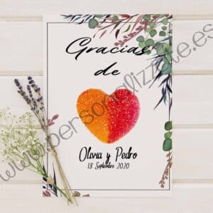 Tarjetas de agradecimiento corazón Rosseta