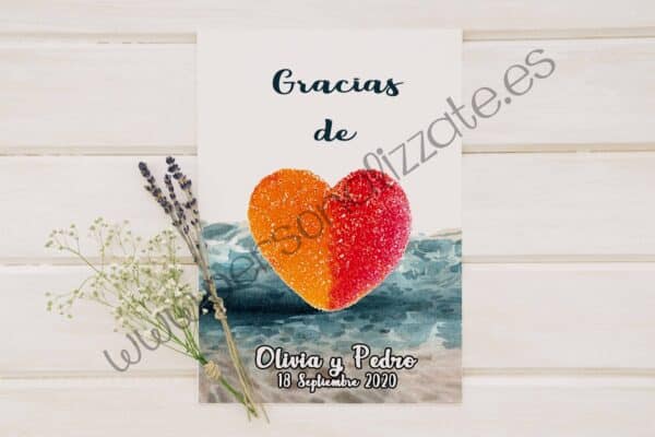 Tarjetas de agradecimiento corazón Zinerva