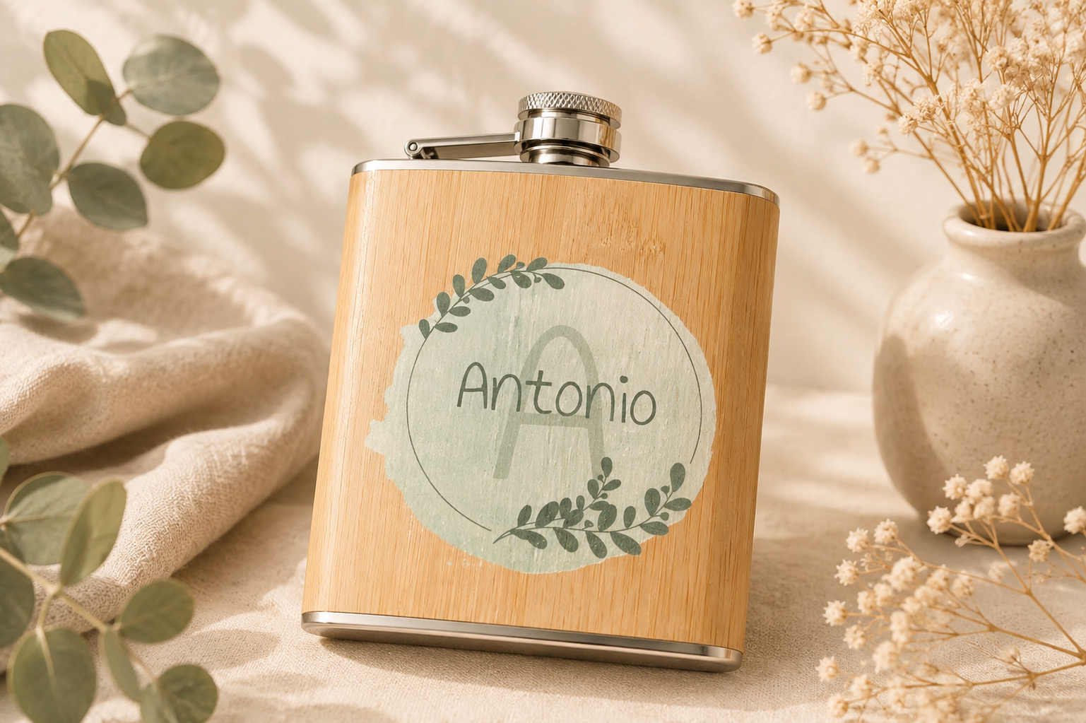 Petaca De Bambú Personalizada