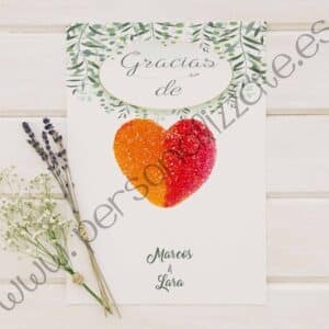 Tarjetas de agradecimiento corazón Olive