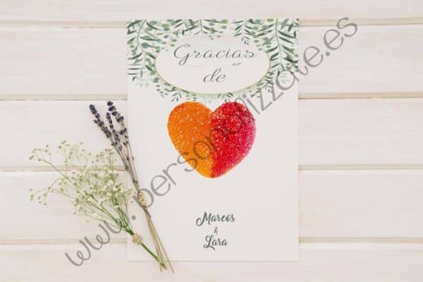 Tarjetas de agradecimiento corazón Olive