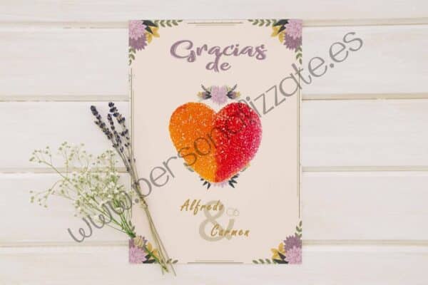 Tarjetas de agradecimiento corazón Camelium