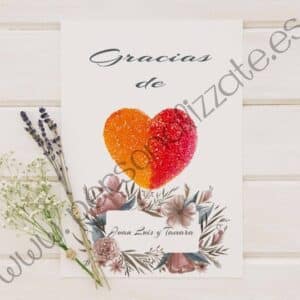 Tarjetas de agradecimiento corazón Jaén