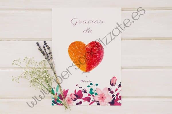 Tarjetas de agradecimiento corazón Intensive