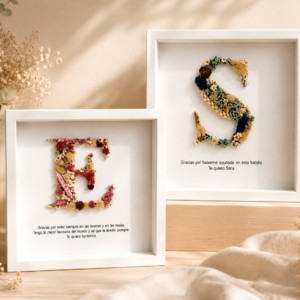 Cuadro con letra floral