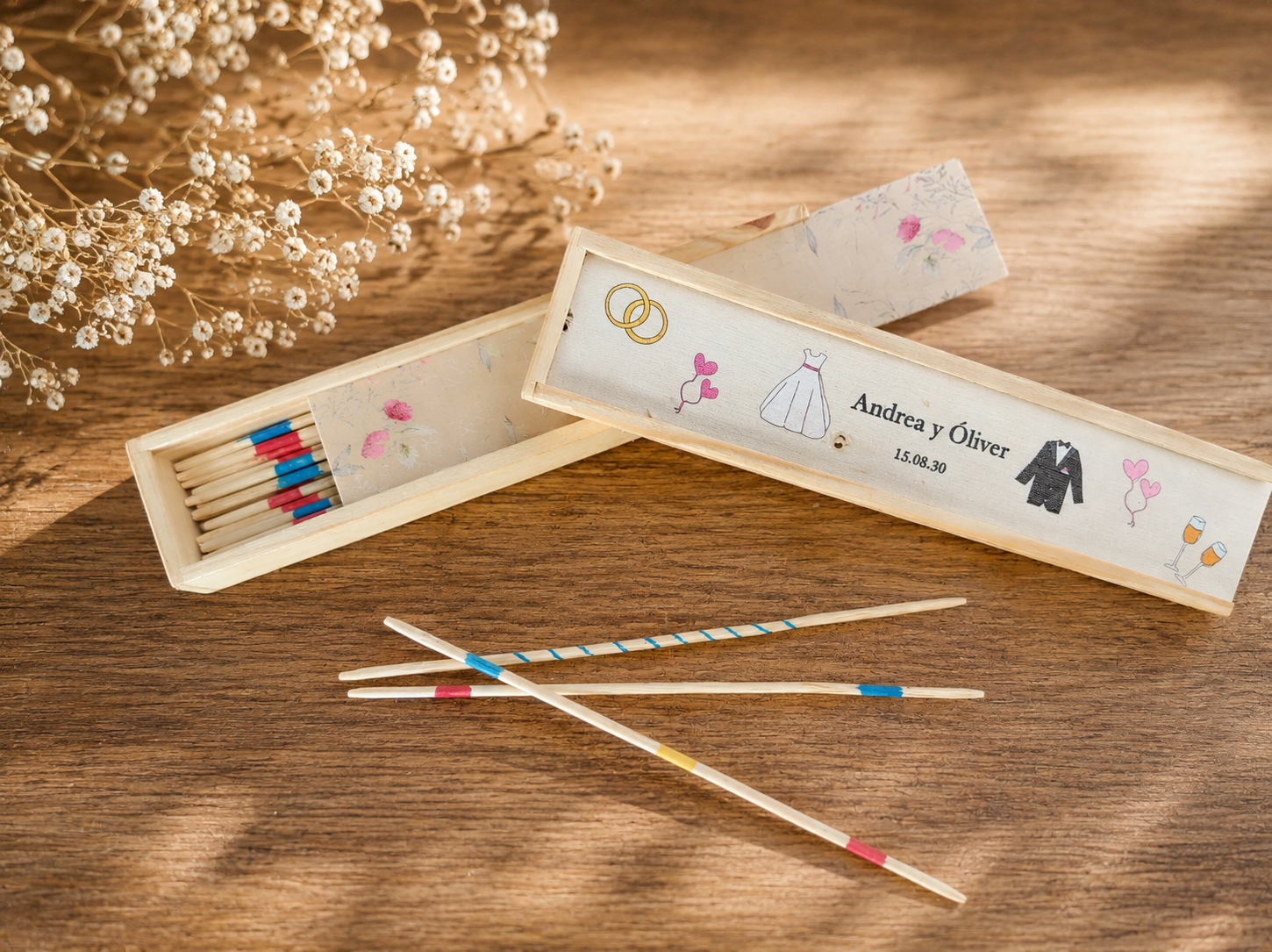 Juego Mikado con caja de madera personalizada