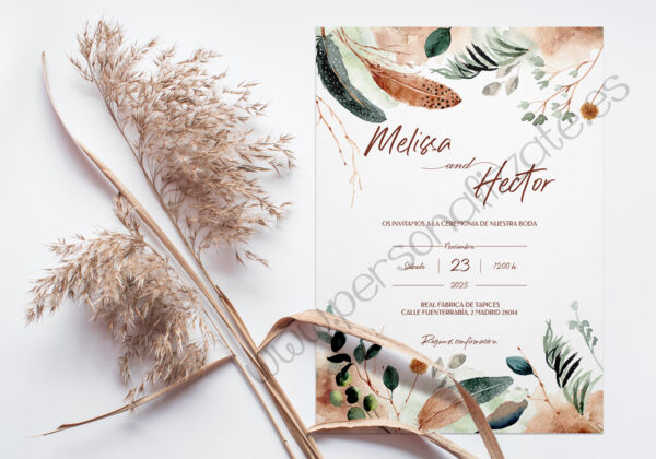 Invitación de Boda Feather