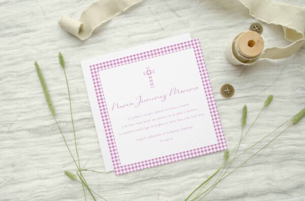 Invitación Comunión Vichi Rosa