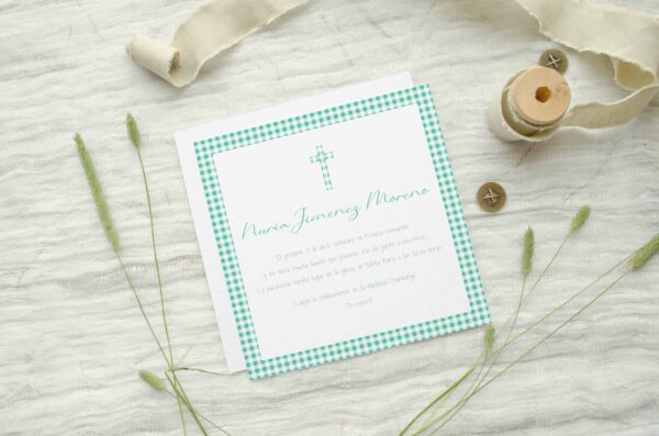 Invitación Comunión Vichi Verde Agua