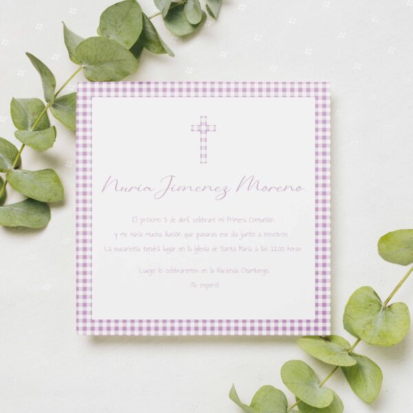 Invitación Comunión Vichi Rosa