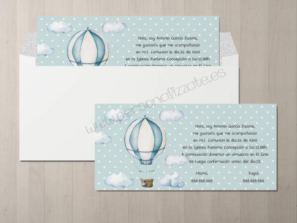 Invitacion Comunion Globo