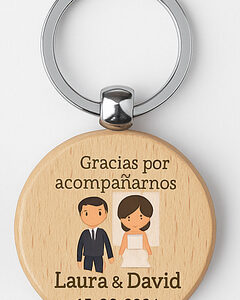 Llavero redondo de Madera Frase