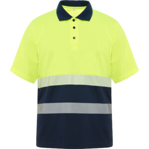 Polo alta visibilidad bicolor VEGA marino amarillo flúor