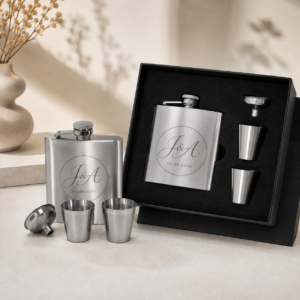 Set de Petaca Personalizada para Boda con Vasos