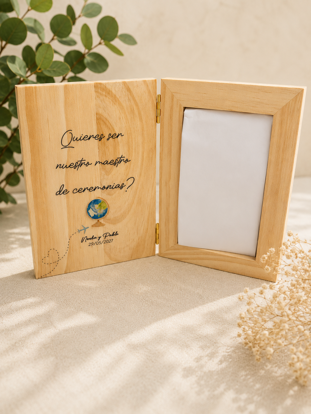 Marco de Madera Plegable Personalizado para Bodas