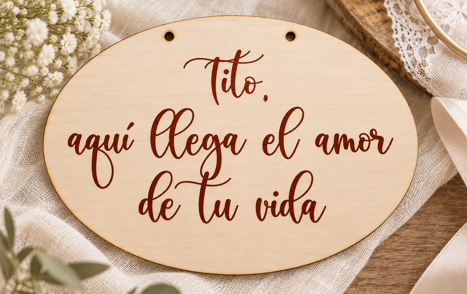 Cartel de Mano Ovalado Personalizado