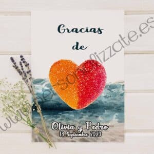 Tarjetas de agradecimiento corazón Zinerva