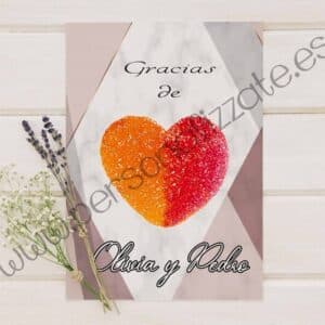 Tarjetas de agradecimiento corazon Barbara