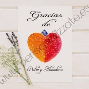 Tarjetas de agradecimiento corazon Ammparo