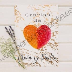 Tarjetas de agradecimiento corazon Alessia