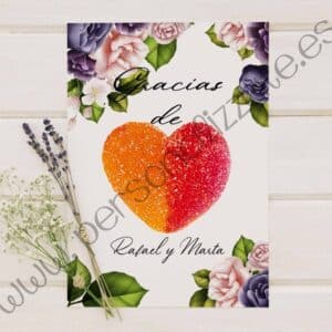 Tarjetas de agradecimiento corazon Alda