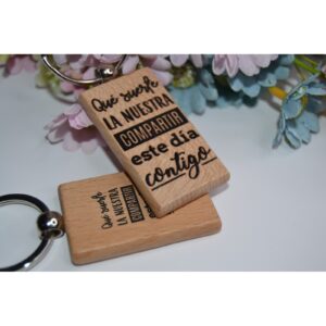 Llavero redondo de Madera Frase