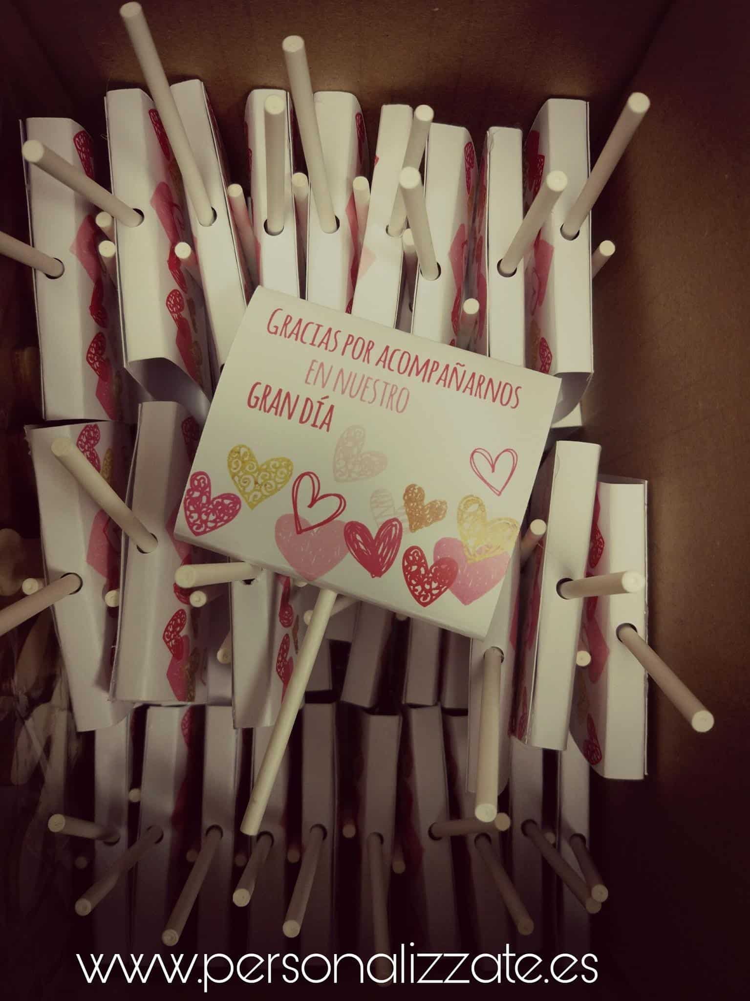 Tarjetas de agradecimiento con piruleta