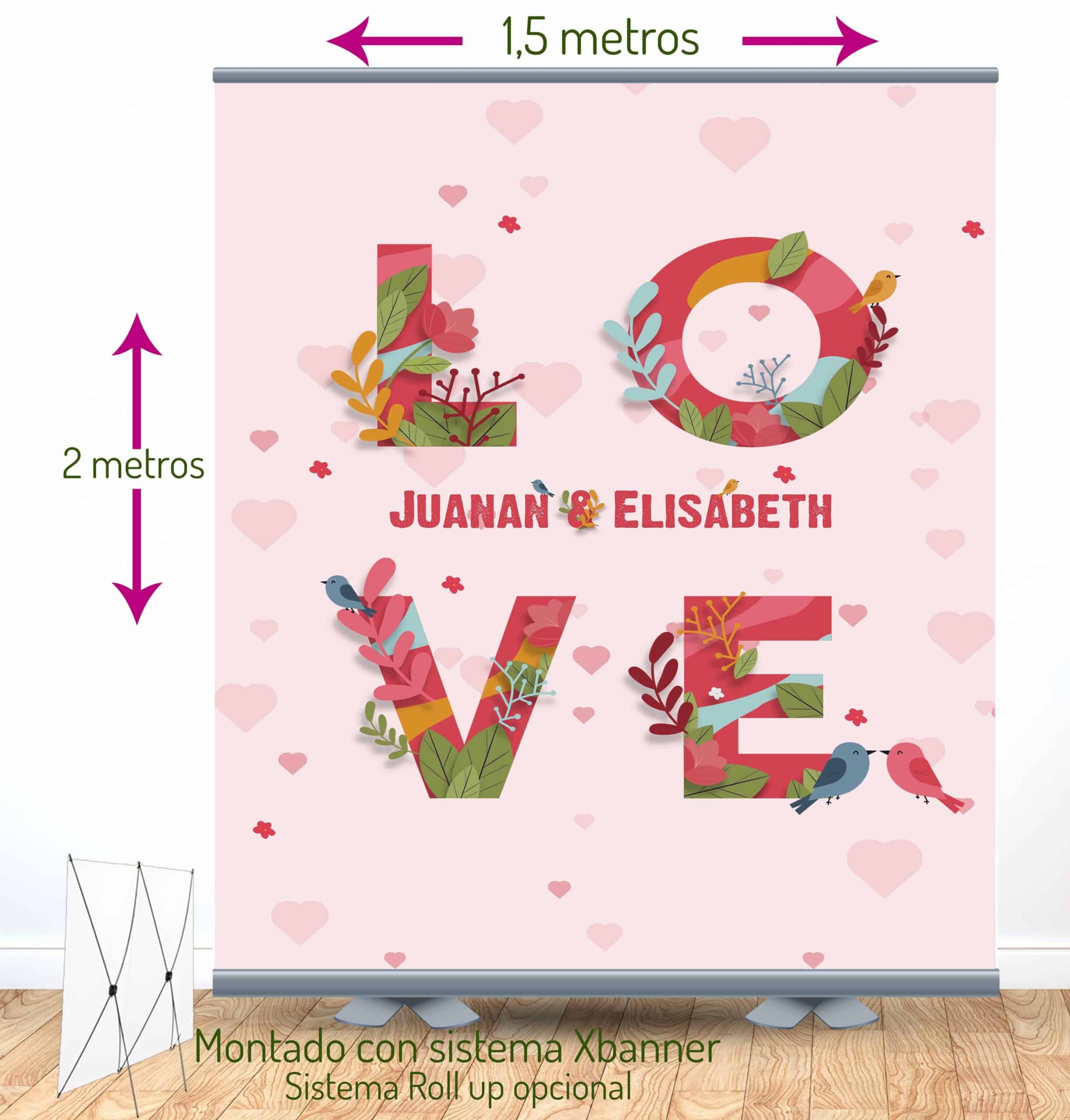 Photocall 2x1,5m Lovebirds con soporte