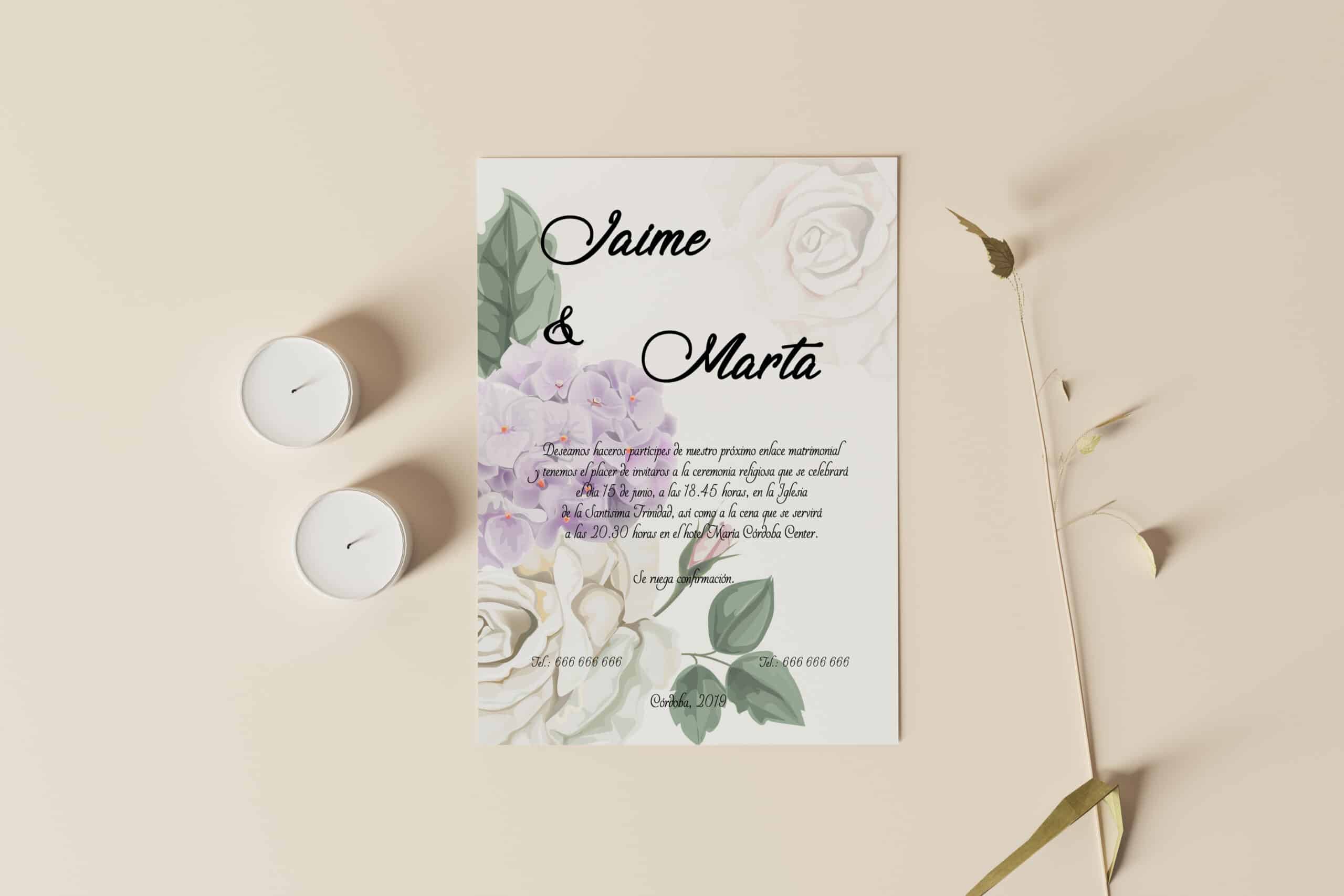 Invitación De Boda Hortensia