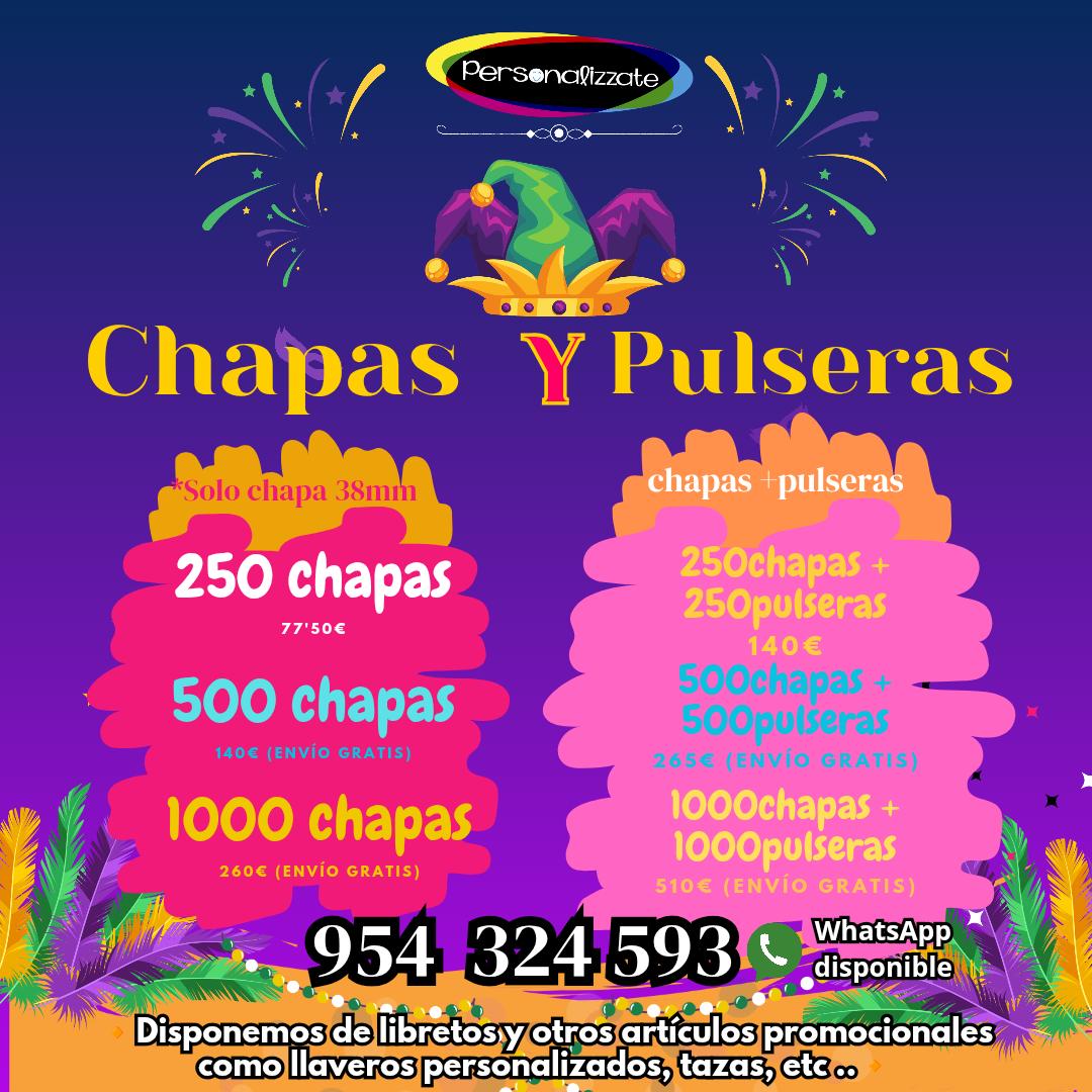 Pack de carnaval 1000 chapas personalizadas