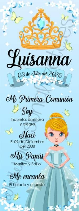 Xbanner Comunión Cenicienta personalizado 1,60mx60cm