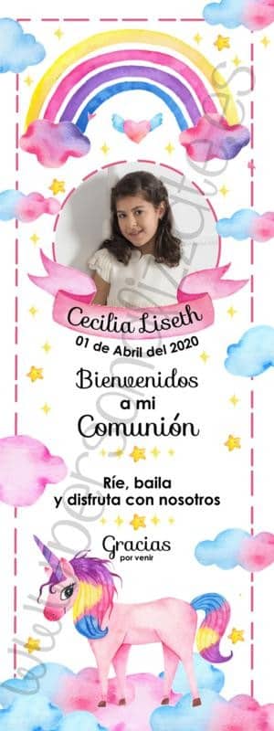 Xbanner Comunión Arcoiris personalizado 1,60mx60cm