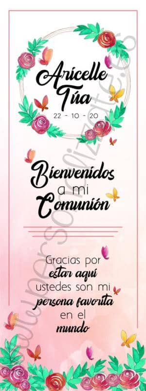 Xbanner Comunión Flower personalizado 1,60mx60cm