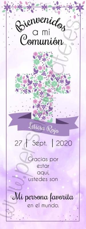 Xbanner Comunión Flowerbird personalizado 1,60mx60cm