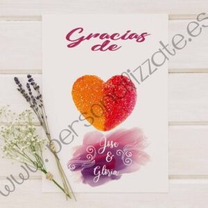 Tarjetas de agradecimiento corazón Watercolor