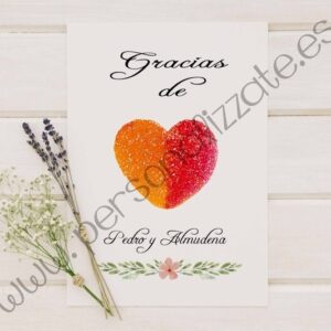 Tarjetas de agradecimiento corazón Cádiz