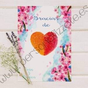 Tarjetas de agradecimiento corazón Cerezo