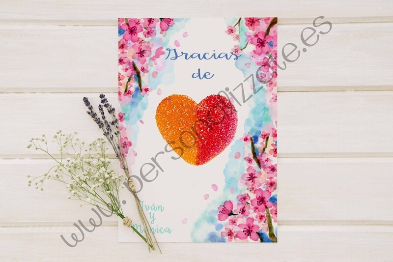 Tarjetas de agradecimiento corazón Cerezo