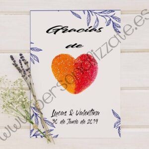 Tarjetas de agradecimiento corazón Granada