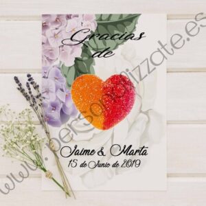 Tarjetas de agradecimiento corazón Hortensia