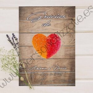 Tarjetas de agradecimiento corazón Madera