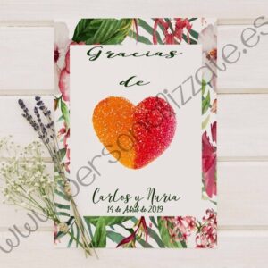 Tarjetas de agradecimiento corazón Malaga