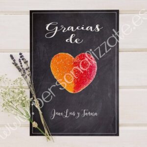 Tarjetas de agradecimiento corazón Pizarra